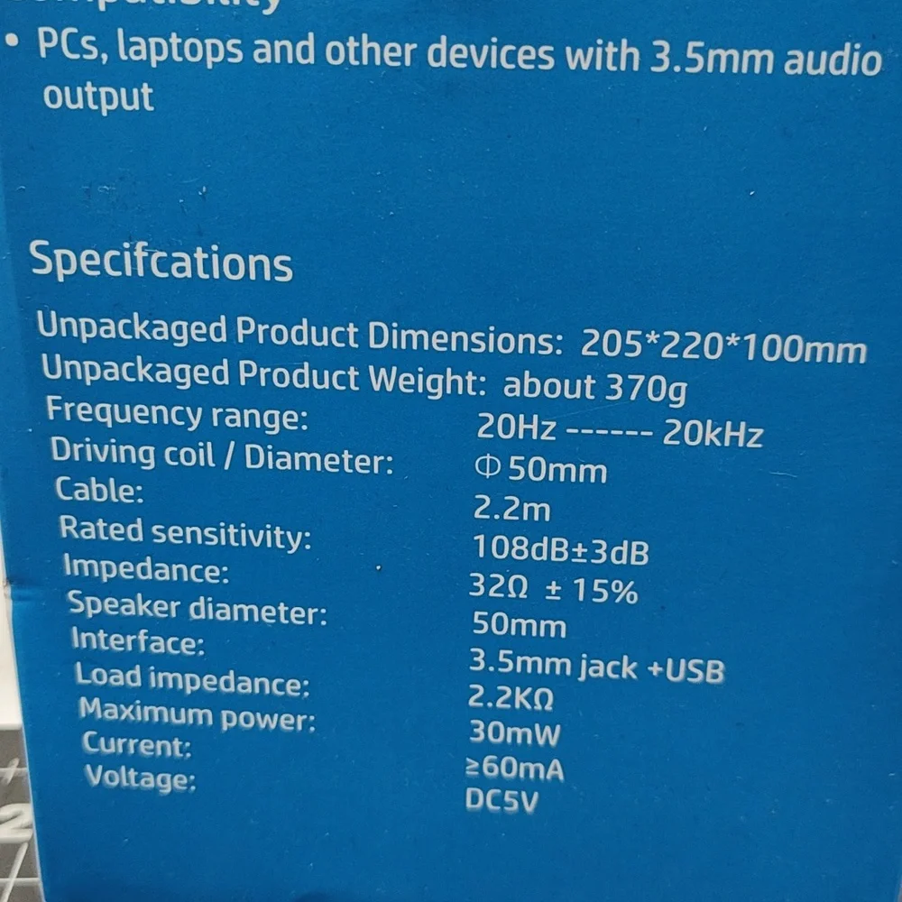 HP Gaming Headset H200 - Black and Blue- Nwt